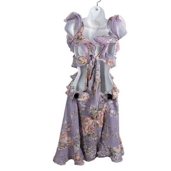 NWT Rosevelt Purple Floral Ruffle Mini Dress Size 1x Plus Size - Picture 9 of 11